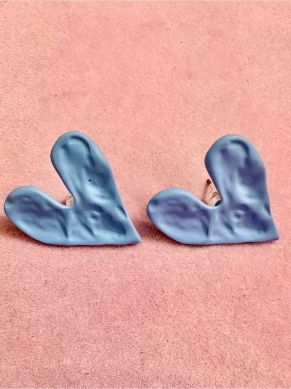 NWT Matte Blue Abstract Heart Stud Earrings